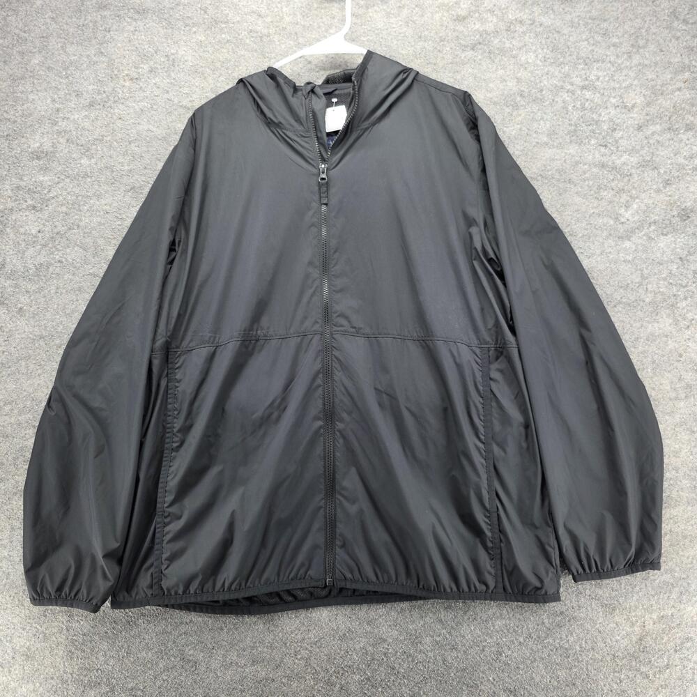 Lands End Jacket Mens Large Hooded Full Zip Rain Windbreaker Lightweight